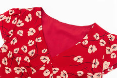 V-neck short sleeve A-line maxi dress neckline detail