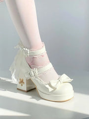 Butterfly Bow Lolita Heels | Sakura-Inspired Mary Janes