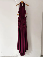 Green High Neck Draped Maxi Dress