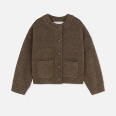 Kase knitted cardigan with button details on a white background