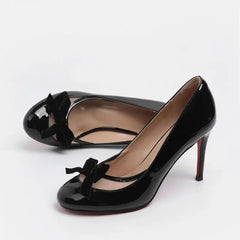 Pu Leather Bow Pumps Dress
