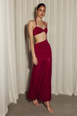 Twisted Cutout Halter Maxi Dress