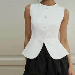 Sculpted Vest & Bubble Skirt Set | Bold Street Style 2-Piece Look