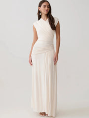 Cross neck draped maxi dress