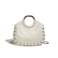 Studded Faux Leather Hobo Bag