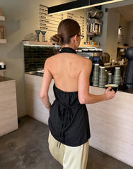 High Neck Lace Up Waist Sleeveless Top