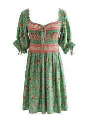 Floral Print Smocked Empire Waist Mini Dress
