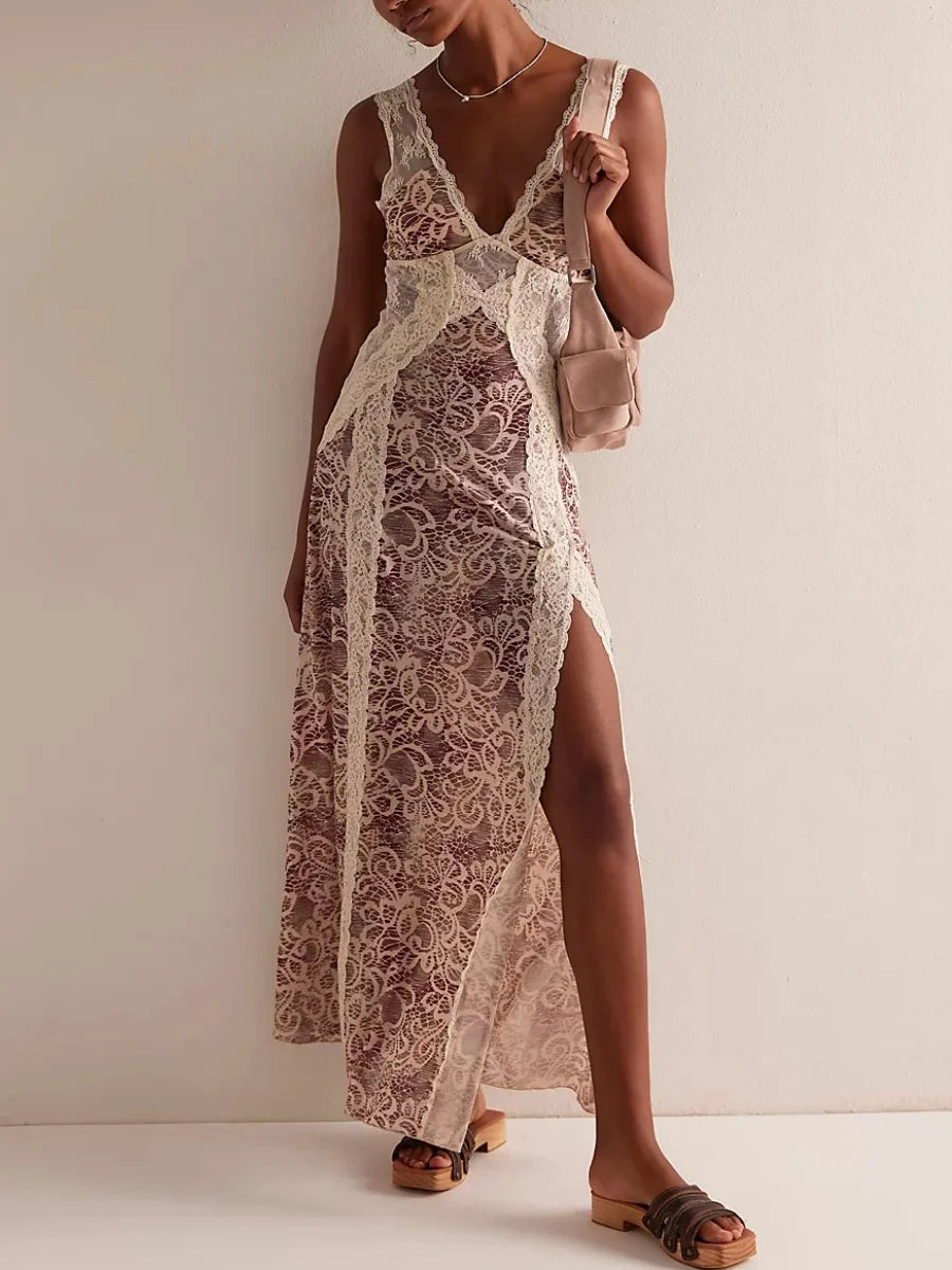 lace tank maxi dress styled for vintage summer evenings