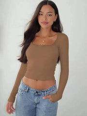Square Neck Lace Trim Crop Top