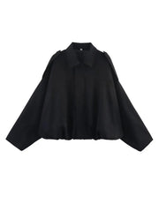 Lapel Suede Cropped Bomber Jacket