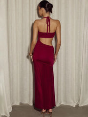 Twisted Cutout Halter Maxi Dress