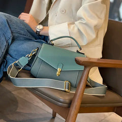 Cow Leather Shell Messenger Crossbody Bag