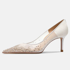 Rhinestone Mesh Stiletto Pumps