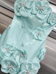 3D Flower Strapless Mini Dress