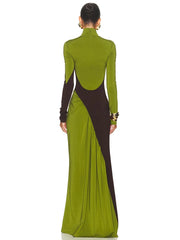 Green and black evening gown