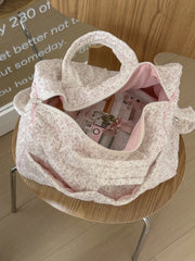 Quilted Floral Print Duffle Top