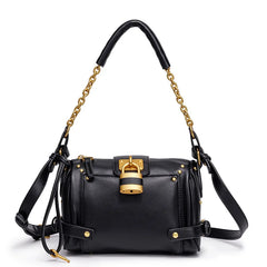 Structured Lock Detail Pu Leather Bag