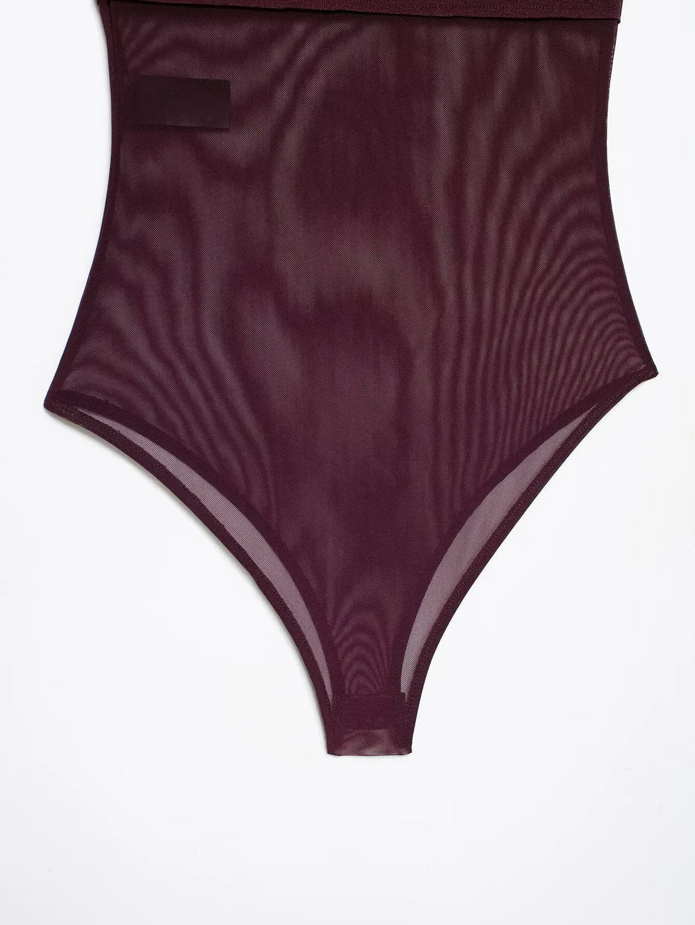 Maroon swimsuit with mesh sides on a white background