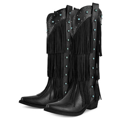 Fringe Pointed Toe Western Boots