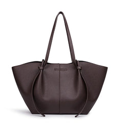Drawstring Knot Grain PU Leather Tote Bag