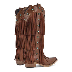 Fringe Pointed Toe Western Boots