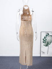 Halter Neck Sequin Maxi Dress