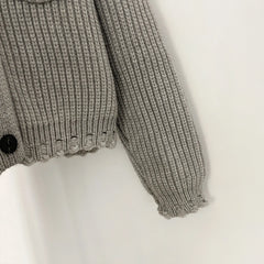 Fur Trimmed Ribbed Knit Jacket