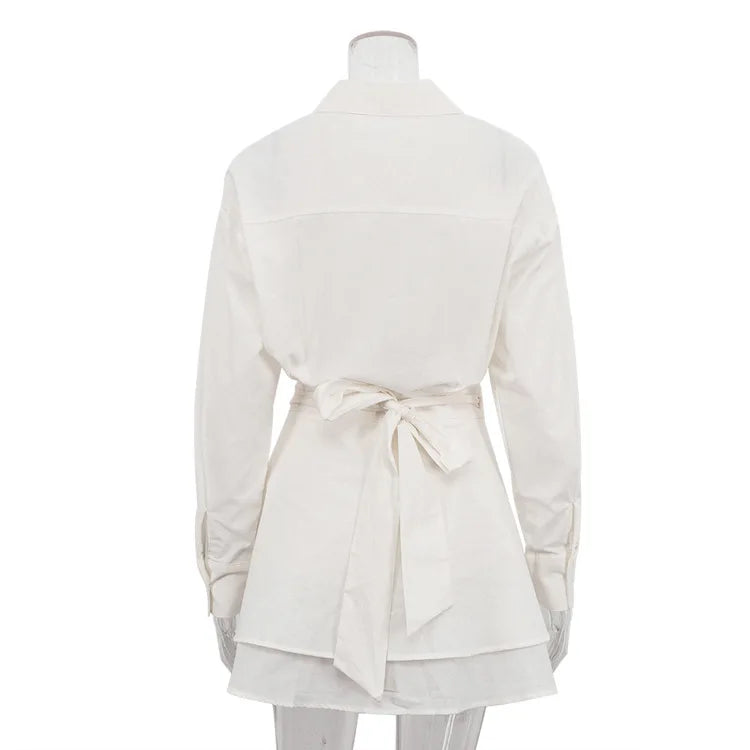 White apron on a mannequin against a white background