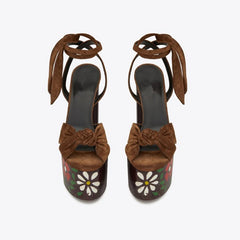 Pair of floral platform Heels sandals