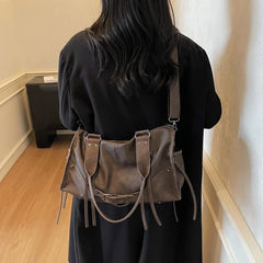 Soft Faux Leather Motorcycle Shoulder Bag