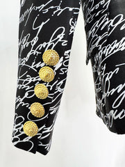 Love Letter Print Double Breasted Blazer