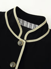 Black Trimmed Stand Collar Jacket