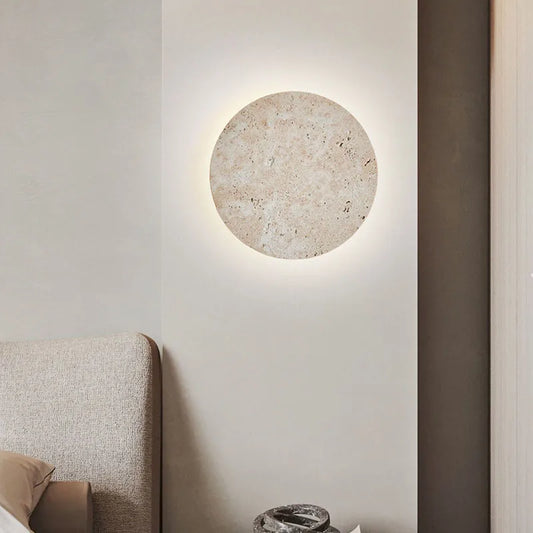 Natural Stone Wall Lamp Round Art Decor Sconce Light 
