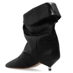 Pointed Toe Wrinkled Ankle Boots