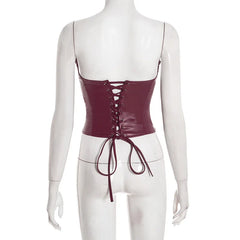 PU Leather Corset Top with Sculpted Strapless Fit