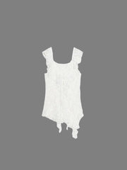 White lace sleeveless top on a light beige background