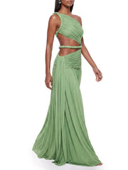 One Shoulder Braided Cutout Maxi Dress