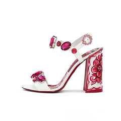 Jewelled Chunky Heel Sandals