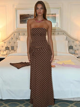 Polka dot strapless tube top and maxi skirt set