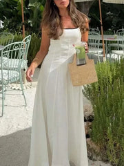 White Minimalist Maxi Dress | Effortless Summer Outfit