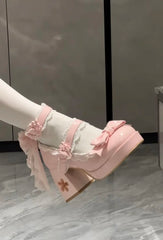 Butterfly Bow Lolita Heels | Sakura-Inspired Mary Janes