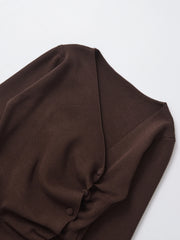 Knitted Long Sleeve Asymmetrical Button Up Top