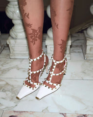 Riveted Square Toe Stiletto Heels