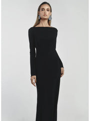 Long-Sleeve Backless Cut-Out Maxi Dress