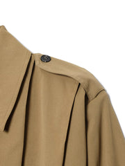 Short Trench Stand Collar Pleated Windbreaker Coat