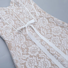 Spaghetti Strap Floral Lace White Maxi Dress