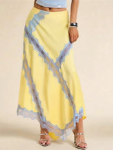 Yellow lace patchwork maxi skirt