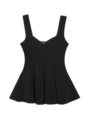 Black top with thin straps on a white background