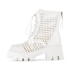 Metallic Platform Lace Up Ankle Boots