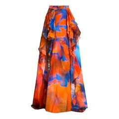 Abstract Print Ruffled Swimwear Set